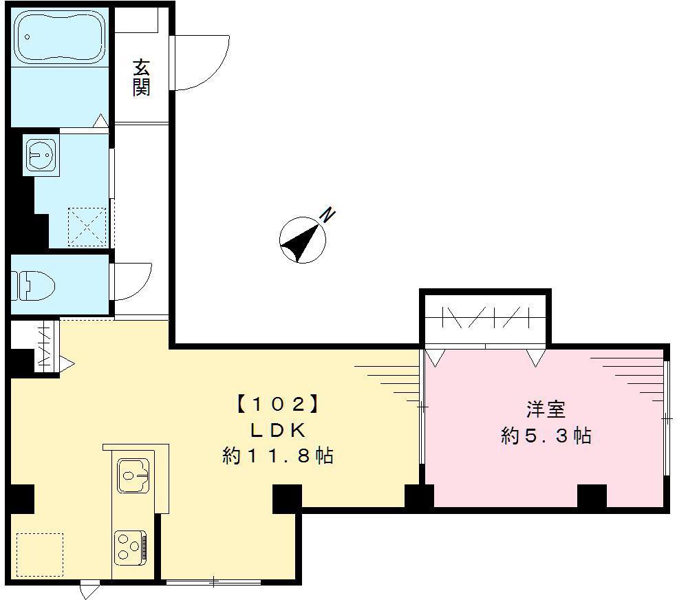 オーラヴァン池上(1LDK/1階)の間取り写真
