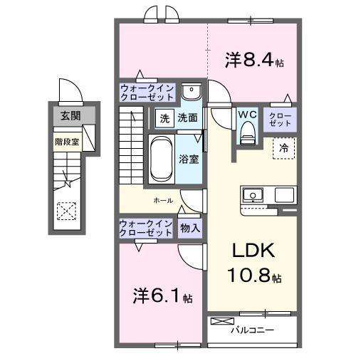 コホラパレス(2LDK/2階)の間取り写真