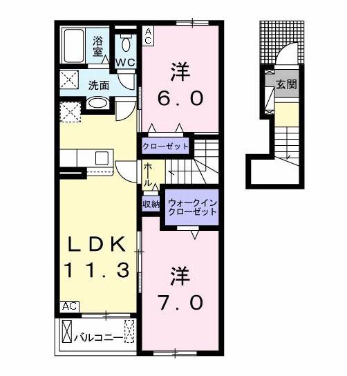 クラール パプリカB(2LDK/2階)の間取り写真