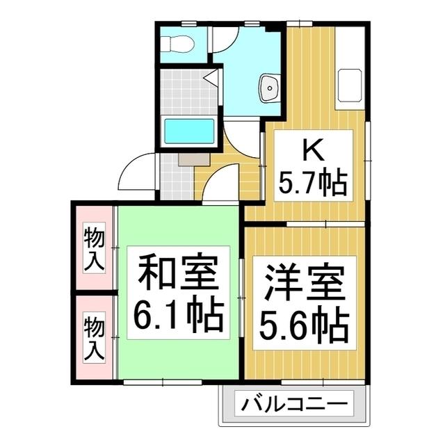 ベルメゾン西河原 C棟(2K/2階)の間取り写真