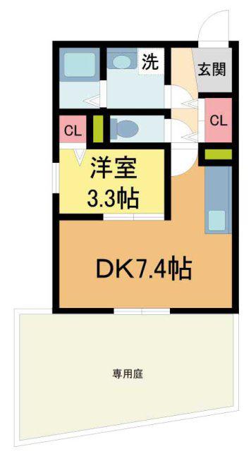 フジテラス甲東園(1DK/1階)の間取り写真