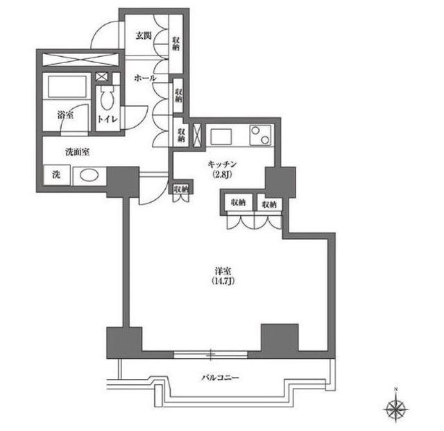 文京グリーンコートビュータワー本駒込(ワンルーム/17階)の間取り写真