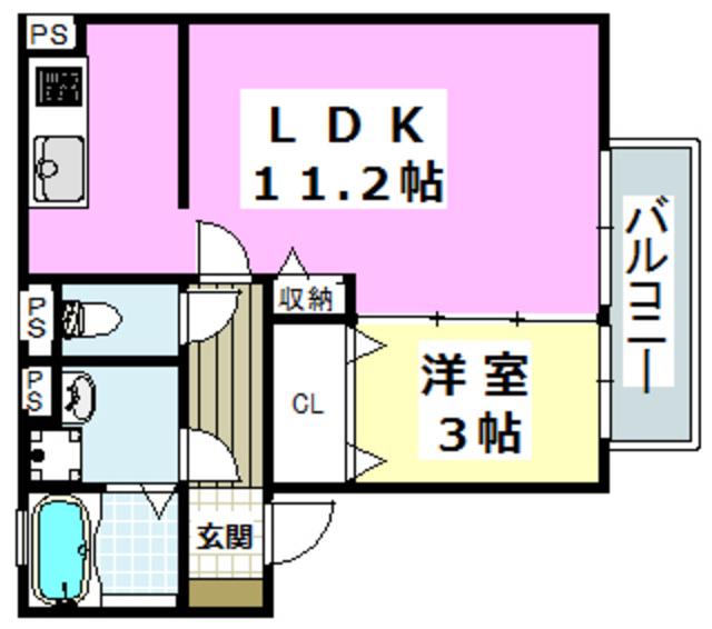 クラインガルテン B棟(1LDK/2階)の間取り写真
