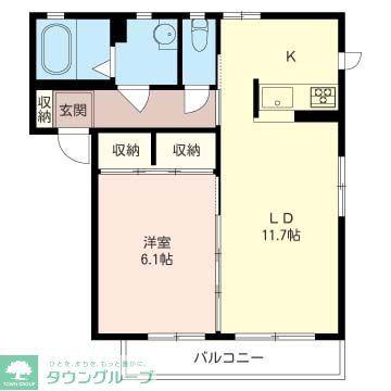 エスポワールII(1LDK/2階)の間取り写真