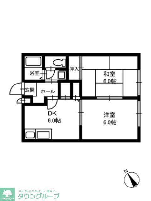 MELATI新大津(2DK/1階)の間取り写真