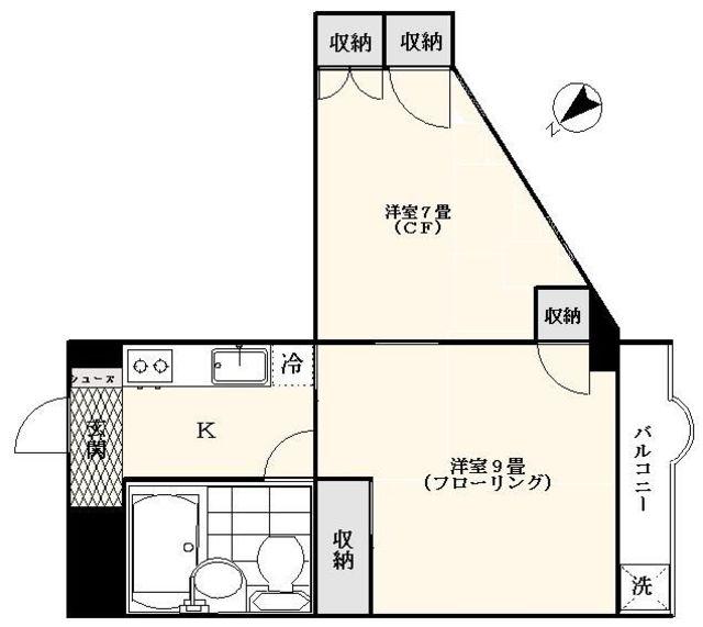 セブンスターマンション第2大森(2K/7階)の間取り写真