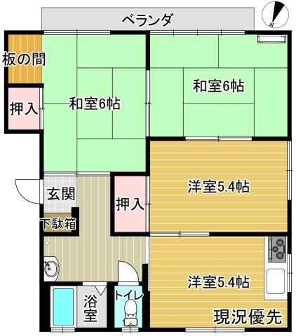 斎藤アパート(3DK/2階)の間取り写真
