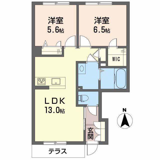 ヴォア ベール A棟(2LDK/1階)の間取り写真
