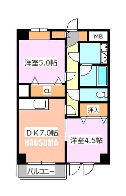 メゾン滝野川(2DK/5階)の間取り写真