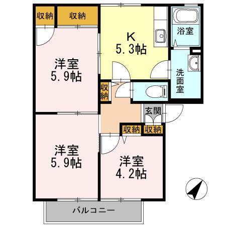 エクセル岸(3K/1階)の間取り写真
