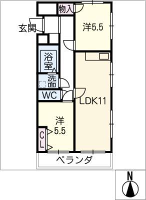 ラティーナ岐阜(2LDK/6階)の間取り写真