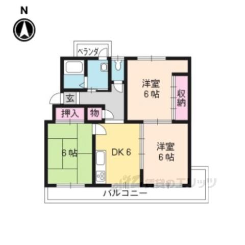 円明寺ヶ丘団地M棟(3LDK/4階)の間取り写真