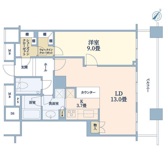 ザ・タワー大阪(1LDK/39階)の間取り写真