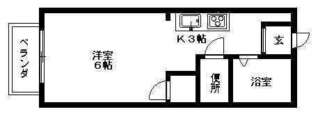 夢ハイツ(1K/2階)の間取り写真