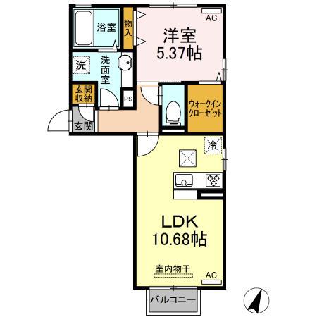 ボヌール吉村(1LDK/1階)の間取り写真