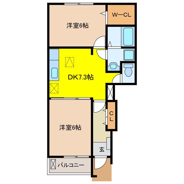 アルド-レ A(2DK/1階)の間取り写真