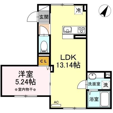 ファミユD(1LDK/2階)の間取り写真