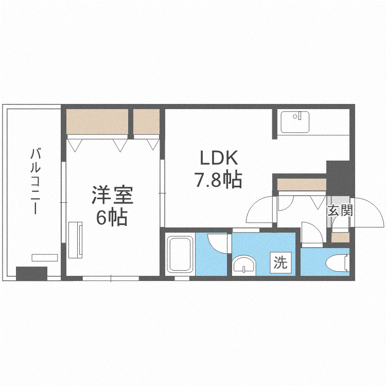 レジディア博多II(1DK/15階)の間取り写真