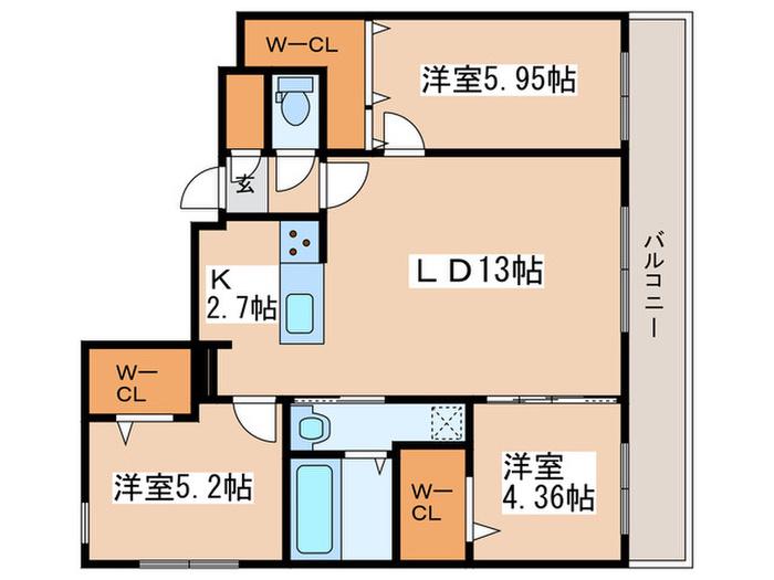グランドエスポワールマルヤマ(3LDK/3階)の間取り写真