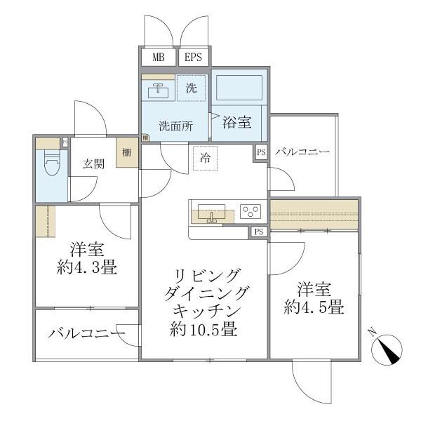 EXAM AKASAKA(2LDK/5階)の間取り写真