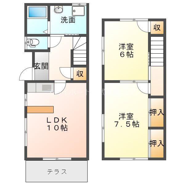 テラスハウス松本B(2LDK/1階)の間取り写真