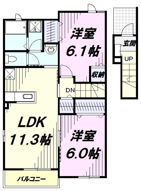 SCHON BLUME(2LDK/2階)の間取り写真
