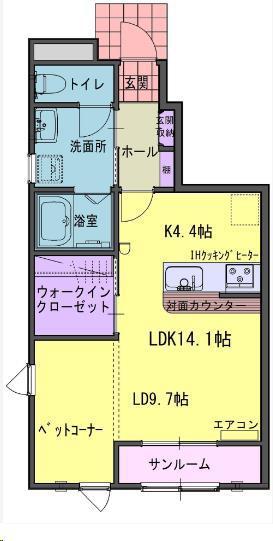 フォンターナ E ・ W(1SK/1階)の間取り写真