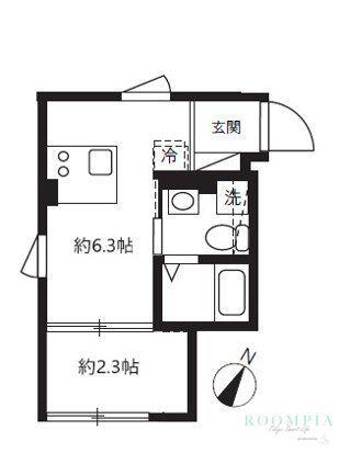 アピチェ田園調布(1DK/2階)の間取り写真