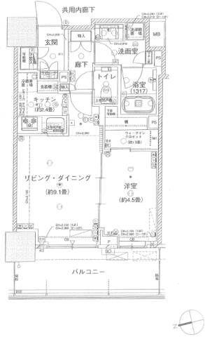 パークタワー西新宿エムズポート(1LDK/3階)の間取り写真