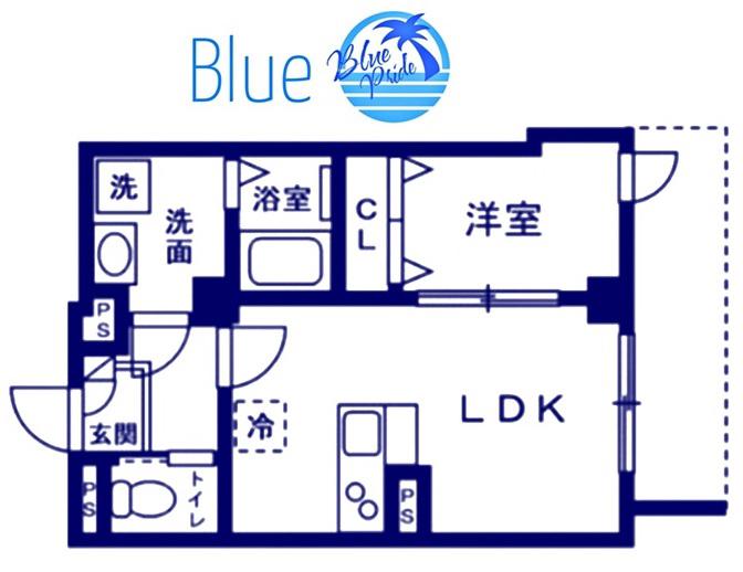 青葉区あざみ野共同工事(1LDK/1階)の間取り写真