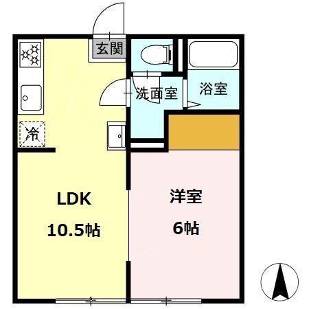 東宮アパート A棟(1LDK/1階)の間取り写真