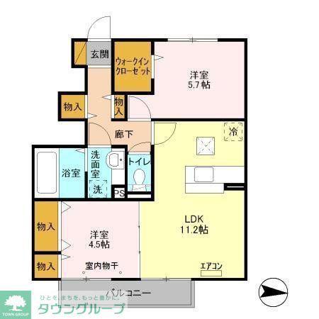 プランドール(2LDK/1階)の間取り写真