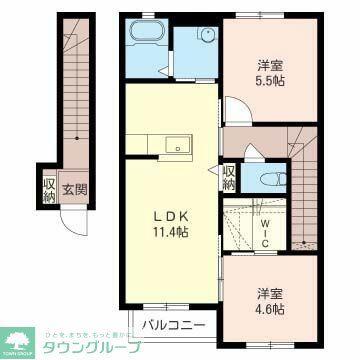 メゾン・ボナールII(2LDK/2階)の間取り写真