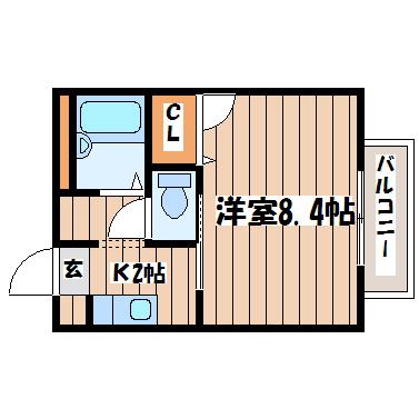 ジェーンドエル(1K/2階)の間取り写真