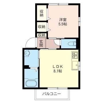 ラルジュ鎌倉III(1LDK/1階)の間取り写真