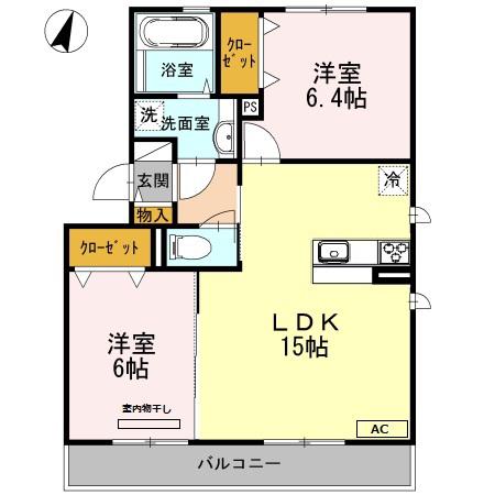 ソノーレ鈴蘭(2LDK/3階)の間取り写真