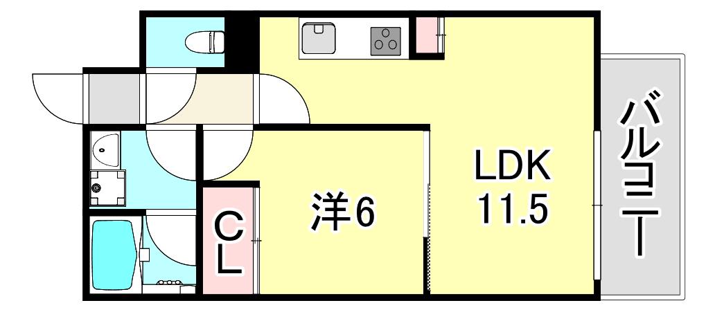 古満ゲボイデ(1LDK/9階)の間取り写真