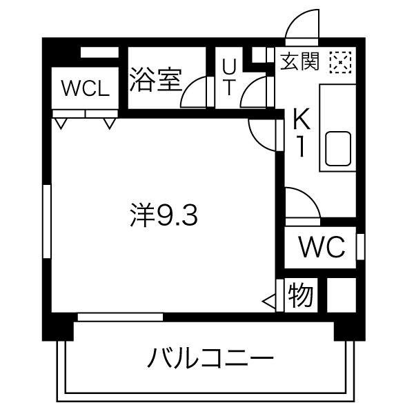 レーベスト志賀本通(1K/8階)の間取り写真
