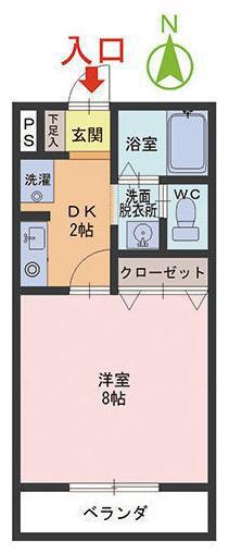 パルティール若杉(1DK/2階)の間取り写真