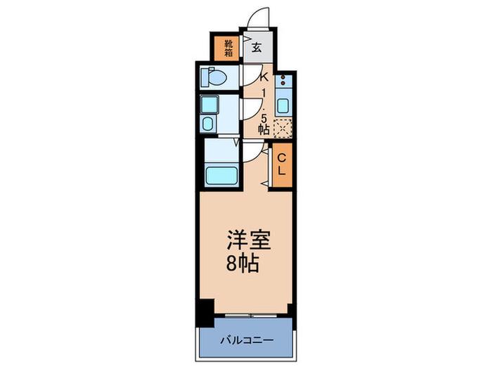 MELDIA CREST TAPP 難波 ウエスト(1K/14階)の間取り写真