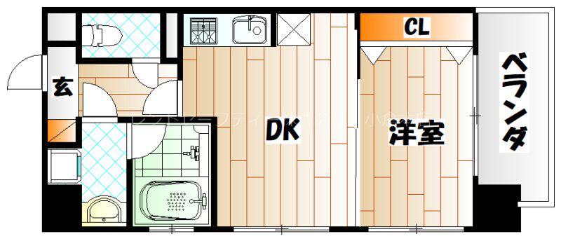 ルネッサンス21小倉東(1DK/8階)の間取り写真