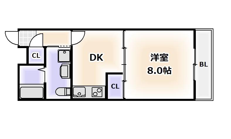 フクエビル(1DK/2階)の間取り写真
