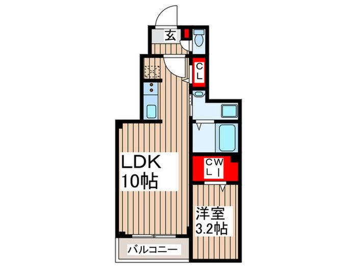 ヒカルサ狭山広瀬台サウス(1LDK/1階)の間取り写真