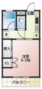 ナカザワハイム B棟(1K/2階)の間取り写真