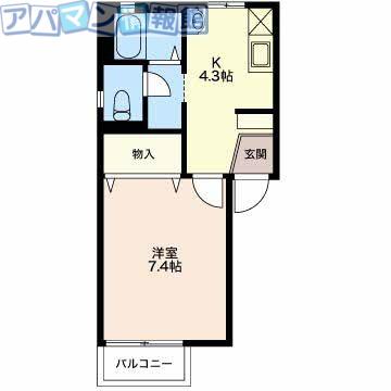 ルミエールうぐいす(1K/1階)の間取り写真