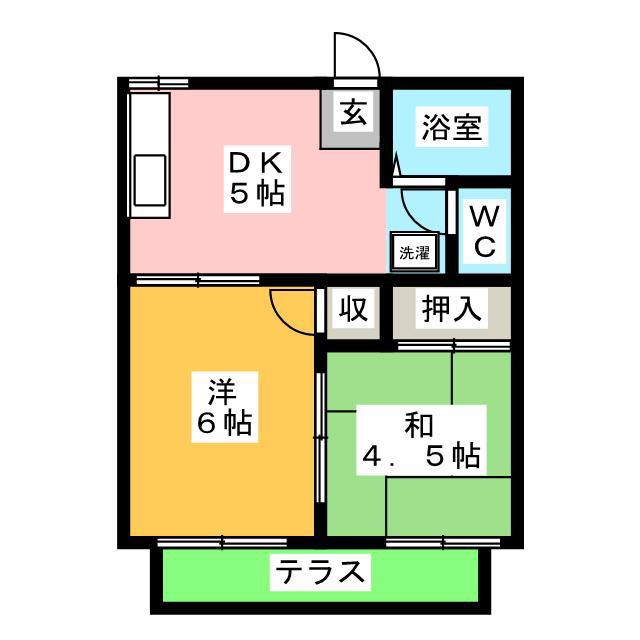 コーポハイムーン(2DK/2階)の間取り写真