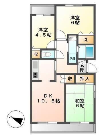 花見川ガーデンハイツ(3DK/3階)の間取り写真