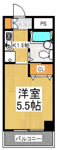 ルミエール白山(1K/4階)の間取り写真
