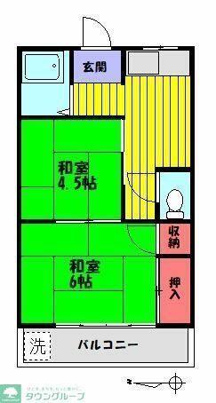 コーポ河野第2(2K/2階)の間取り写真