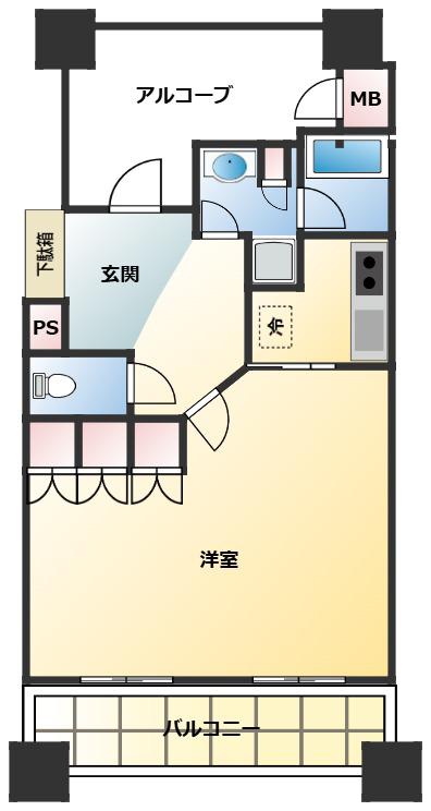 BELISTA北梅田(1K/2階)の間取り写真